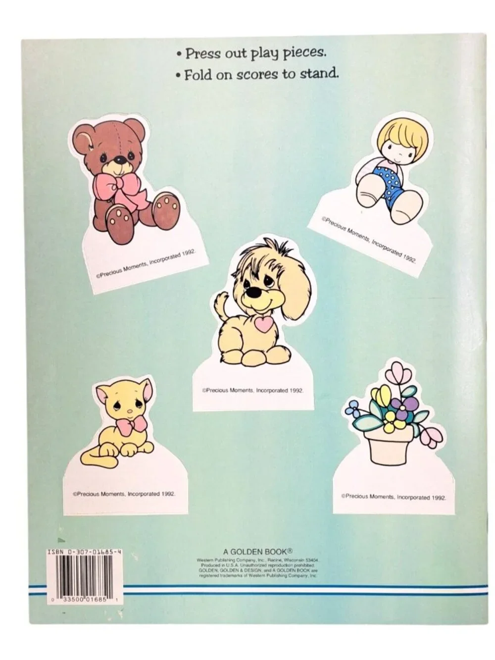 Vintage Precious Moments Paper Doll Book 1992 Golden Book New With Receipt Dog